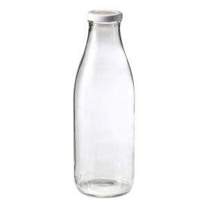 image shows Le Parfait 1L French Glass Milk Beverage Bottle with Metal Twist Cap against a blank, white background