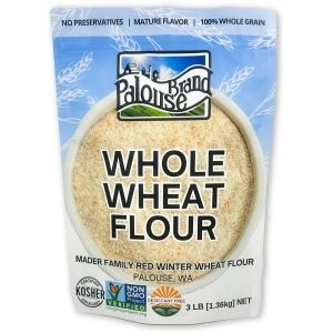 image shows Palouse Whole Wheat Flour | 3 lb Bag against a blank, white background