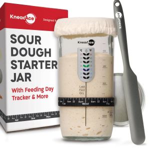 image shows KneadAce 24oz Sourdough Starter Jar against a blank, white background