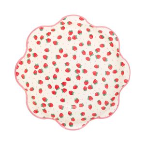 image shows My Mind's Eye 8-Piece 10" Paper Plates | Strawberries against a blank, white background