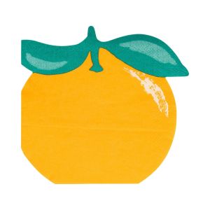 image shows My Mind's Eye 24-Piece Orange Shaped Cocktail Paper Napkins  against a blank, white background