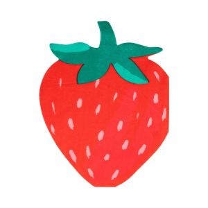 image shows My Mind's Eye 24-Pieces Strawberry Shaped Guest Napkins  against a blank, white background