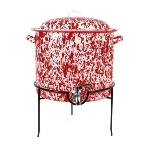 image shows Crow Canyon 15Qt. Beverage Dispenser with Stand | Red against a blank, white background