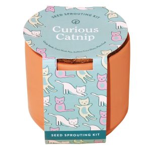 image shows Modern Sprout Tiny Terracotta Pet Grow Kits | Curious Catnip against a blank, white background