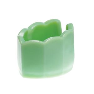 image shows Mosser Glass Scalloped Spoon Rest | Jadeite  against a blank, white background