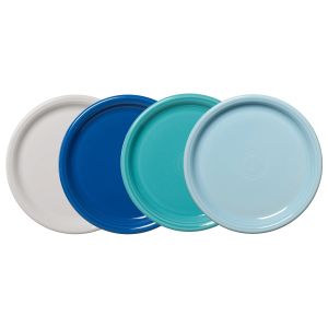 image shows Fiesta® 4-Piece 10.5" Bistro Coupe Dinner Plate Set | Coastal Blues against a blank, white background