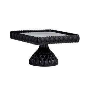  image shows Mosser Glass Elizabeth Square Cake Plate | Black against a blank, white background