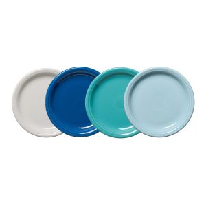 image shows Fiesta® 4-Piece 7.25" Bistro Coupe Salad Plate Set | Coastal Blues  against a blank, white background