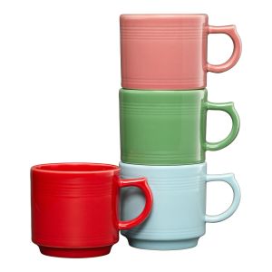  image shows Fiesta® 4-Piece 16oz Stackable Mug Set | Peppermint Frost against a blank, white background