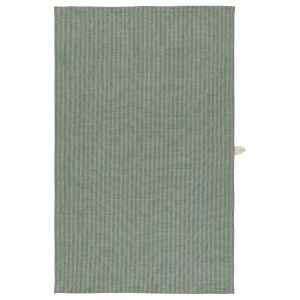 image shows Danica Heirloom Linen-Cotton Dishtowel | Jade Stripe against a blank, white background