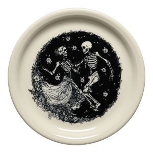 image shows Fiesta® 9" Bistro Coupe Luncheon Plate | Skeleton Duet Linen against a blank, white background 