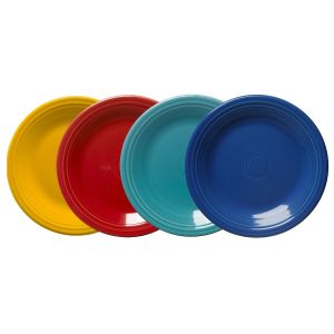 image shows Fiesta® 4-Piece 10.5" Classic Rim Dinner Plate | Vibrant  against a blank, white background