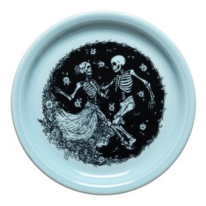 image shows Fiesta® 9" Bistro Coupe Luncheon Plate | Skeleton Duet Sky against a blank, white background