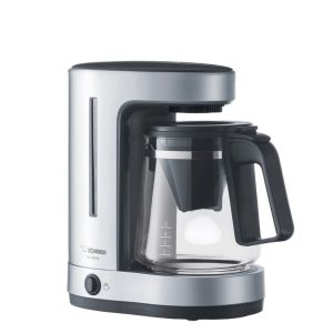 image shows Zojirushi ZUTTO Pour Over Coffee Maker | Silver against a blank, white background