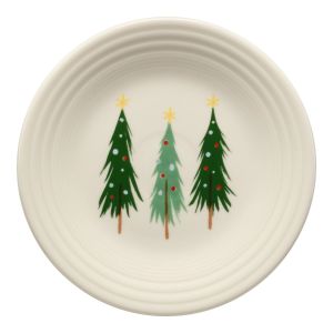 image shows Fiesta® 9" Classic Rim Luncheon Plate | Jolly Christmas Three Trees against a blank, white background