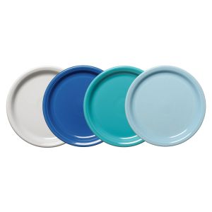 image shows Fiesta® 4-Piece 9" Bistro Coupe Luncheon Plate Set | Coastal Blues against a blank, white background