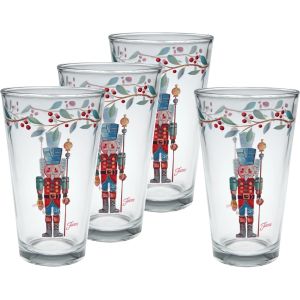 image shows Fiesta® 16oz Cooler Glasses (Set of 4) | Nutcracker The Guardian against a blank, white background