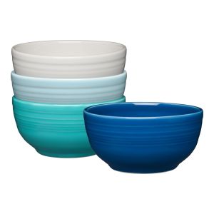  image shows Fiesta® 4-Piece 22oz Bistro Coupe Cereal Bowl Set (5.5") | Coastal Blues against a blank, white background