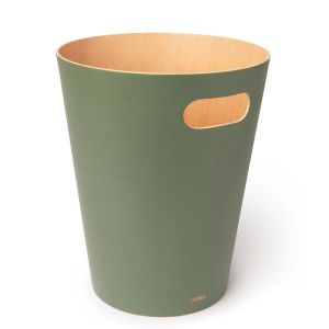 image shows Umbra 2 Gallon Woodrow Trash Can | Spruce against a blank, white background