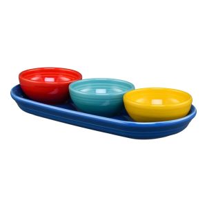 image shows Fiesta® 4-Piece Condiment Set | Vibrant against a blank, white background