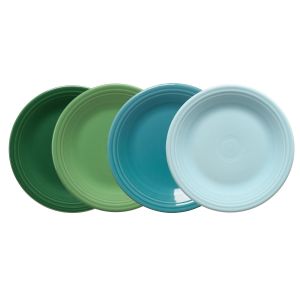 image shows Fiesta® 4-Piece 10.5" Classic Rim Dinner Plate Set | Aegean against a blank, white background