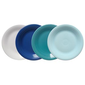  image shows Fiesta® 4-Piece 10.5" Classic Rim Dinner Plate Set | Coastal Blues against a blank, white background