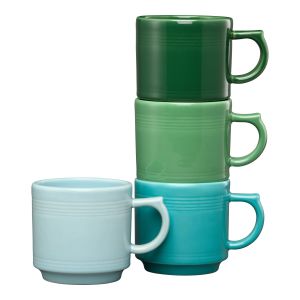 image shows Fiesta® 4-Piece 16oz Stackable Mug Set | Aegean  against a blank, white background