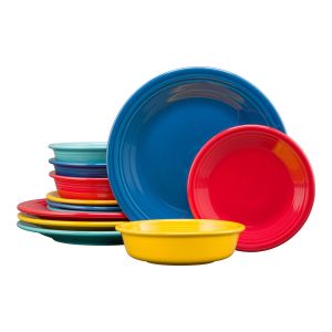image shows Fiesta® 12-Piece Classic Rim Dinnerware Set (Service of 4) | Vibrant against a blank, white background