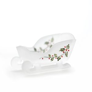 Mosser Glass Holiday Collection Mini Sleigh Figurine | Crystal Satin Decorated