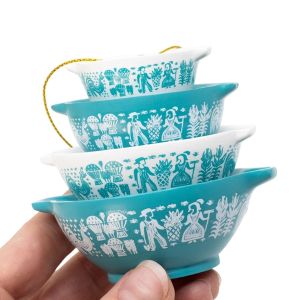  image shows Twinkl Toast Pyrex-Inspired Miniature Cinderella Bowl Stack Ornament | Butterprint against a blank, white background
