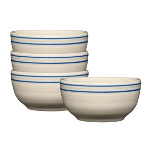 image shows Fiesta® 4-Piece 22oz Bistro Coupe Cereal Bowl Set (5.5") | Americana Lapis Band against a blank, white background  