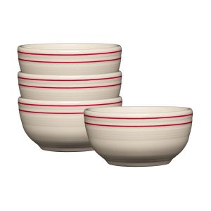  image shows Fiesta® 4-Piece 22oz Bistro Coupe Cereal Bowl Set (5.5") | Americana Scarlet Band against a blank, white background
