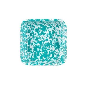 Crow Canyon Small Square Tray | Turquoise Marble Against a Plain White Background