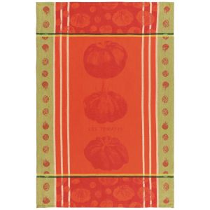 image shows Now Designs by Danica Jacquard Dishtowel | Heirloom Tomatoes against a blank, white background