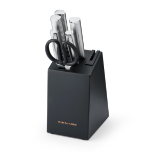 KitchenAid Gourmet 7-Piece Self-Sharpening Knife Block Set | Stainless Steel Handles with Black Block