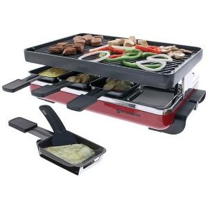 Swissmar Red Cast Iron Raclette Grill - Reversible Grill Plate for 8 People