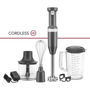 KitchenAid Matte Charcoal Grey Cordless Hand Blender with Attachments