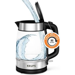 Krups 12-Cup Electric Kettle | Glass Against a Plain White Background