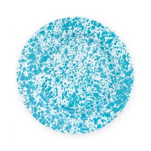 image shows Crow Canyon 10.5" Pasta Plate | Turquoise Splatter against a blank, white background