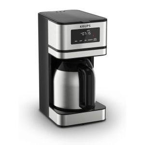 Krups Simply Brew 12-Cup Drip Coffee Maker | Stainless Steel Against a Plain White Background