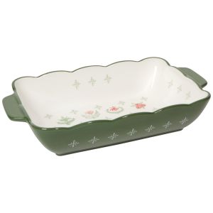 image shows Danica Heirloom Camellia 13" Baking Dish against a blank, white background