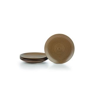 Everything Kitchens Modern Colorful Neutrals - Rippled 8" Side Plates (Set of 4) - Matte | Mocha
