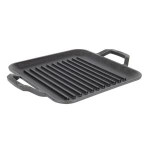 image shows Lodge Cast Iron 11" Chef Style Square Grill Pan against a blank, white background