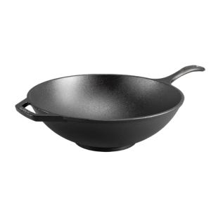 image shows Lodge Cast Iron 12" Chef Style Wok against a blank, white background