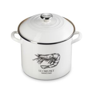 Le Creuset 10 Quart Enamel on Steel Shrimp Stockpot with Lid | White