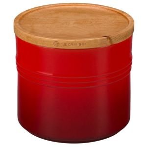 Le Creuset 1 1/2 qt. [5 1/2" diameter] Canister with Wood Lid - Cerise Red (Storage Containers) PG1518-1467