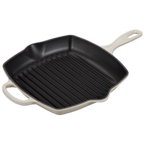 Le Creuset Signature 10.25" Cast Iron Square Skillet Grill - Meringue - LS2021-26716
