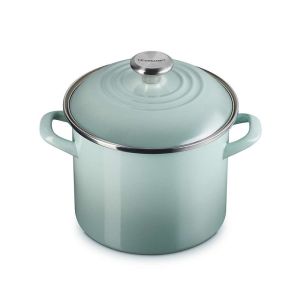 image shows Le Creuset 6 Qt. Enamel On Steel Stockpot with Stainless Steel Knob | Sea Salt against a blank, white background