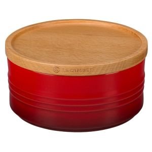 Le Creuset 23 oz. [5 1/2" diameter] Canister with Wood Lid, Cerise Red (Storage Containers) PG1517-1467
