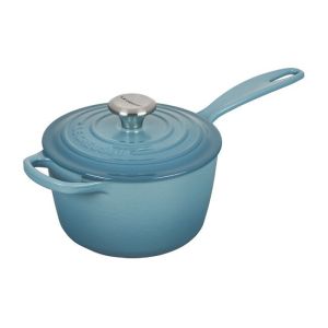 Le Creuset 1.75 Qt. Signature Enameled Cast Iron Saucepan with Stainless Steel Knob | Caribbean Blue